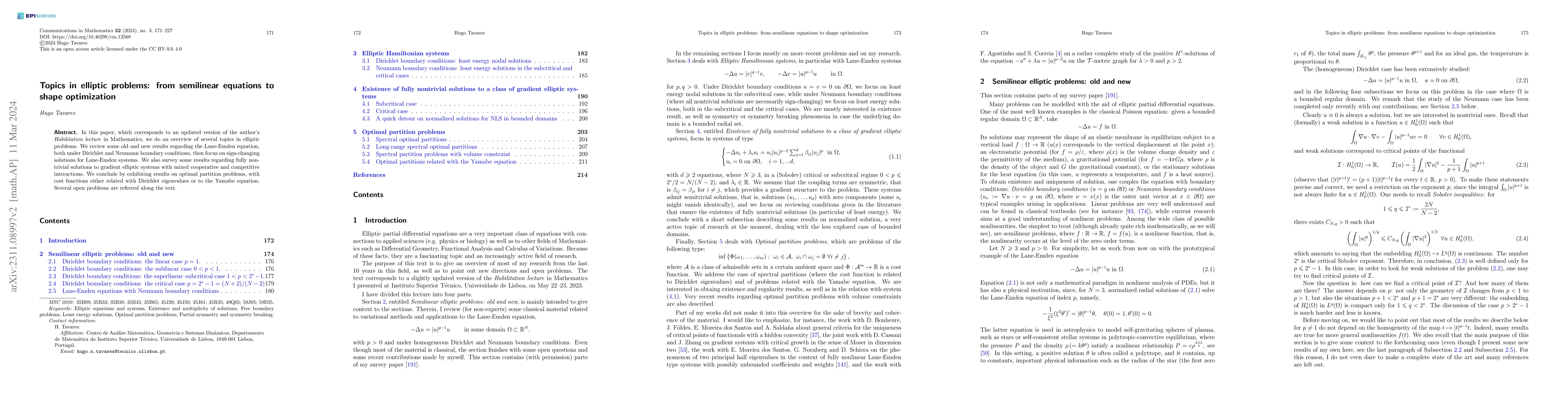 Thumbnail for Topics in elliptic problems: from semilinear equations to shape
  optimization