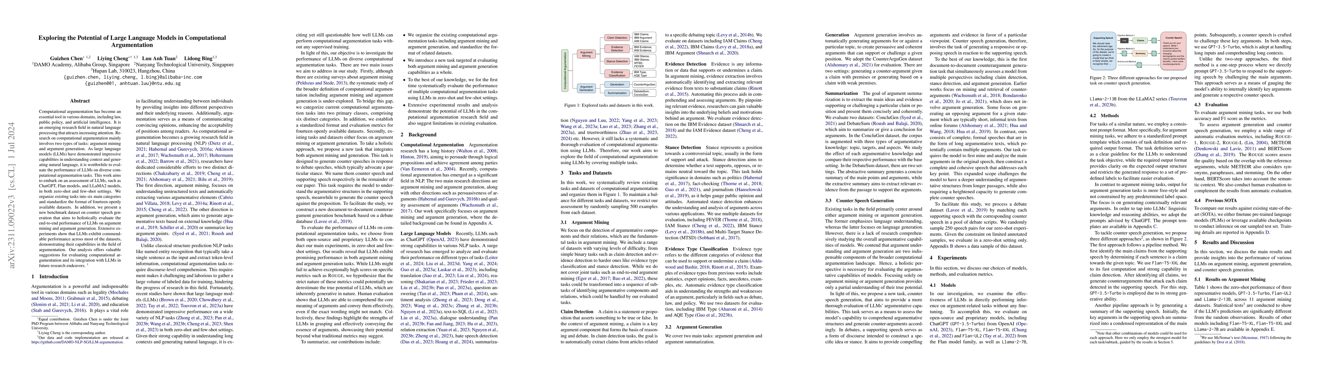Thumbnail for Exploring the Potential of Large Language Models in Computational
  Argumentation