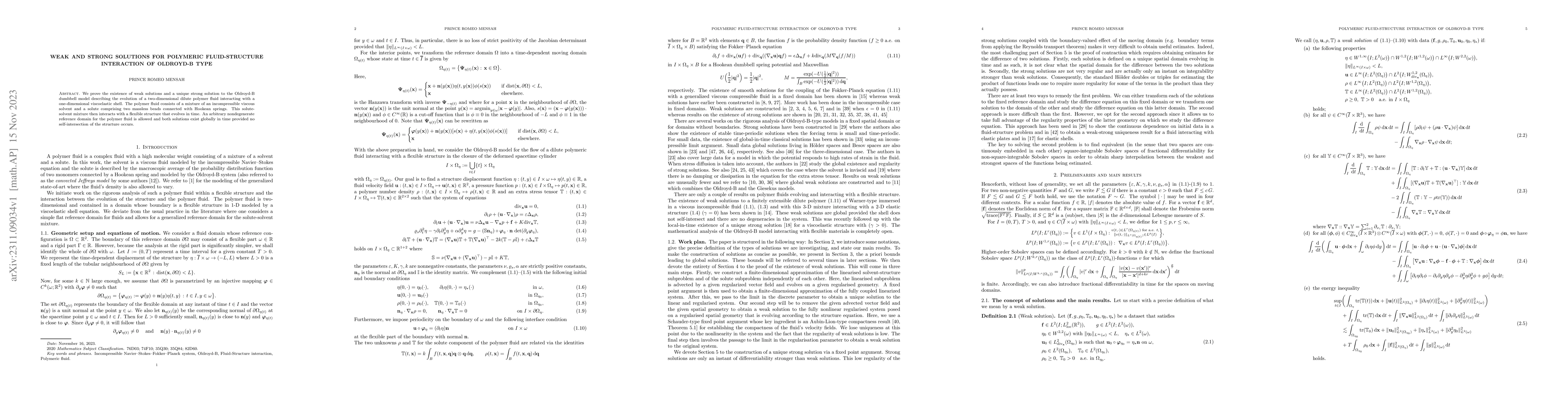 Thumbnail for Weak and strong solutions for polymeric fluid-structure interaction of
  Oldroyd-B type