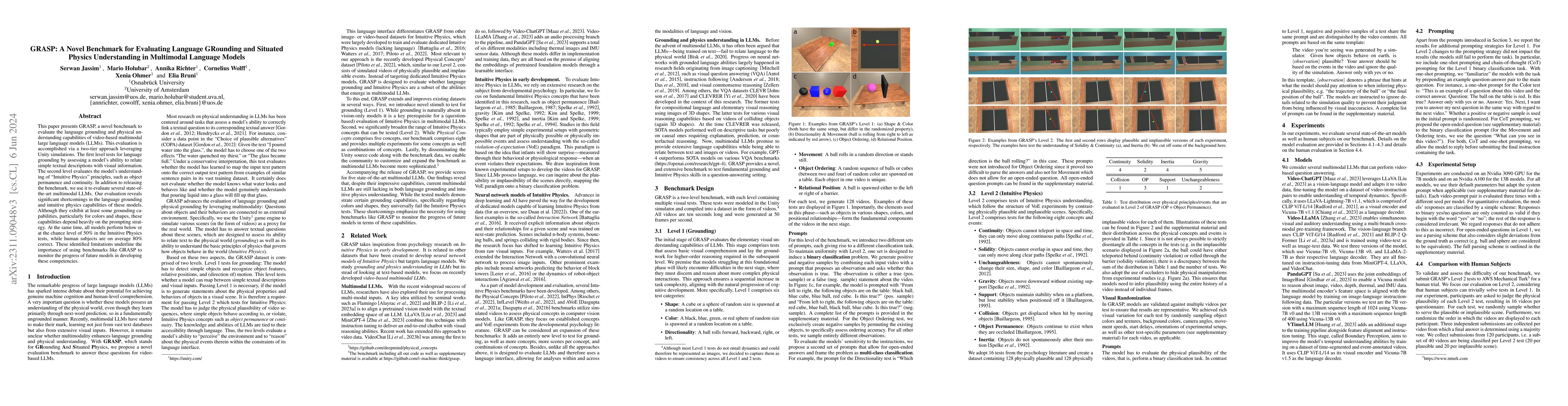 Thumbnail for GRASP: A novel benchmark for evaluating language GRounding And Situated
  Physics understanding in multimodal language models
