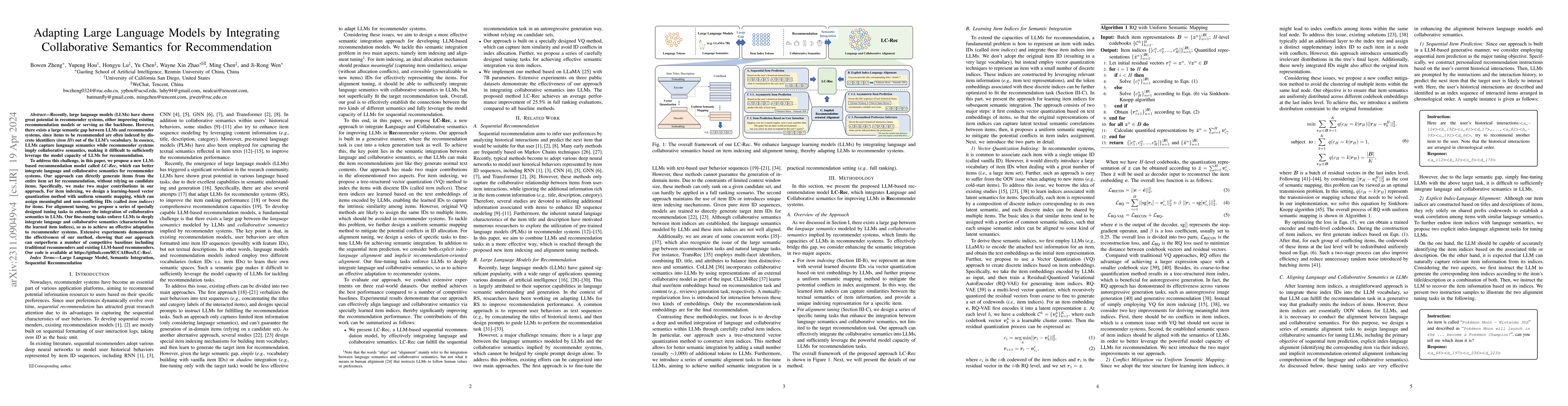 Thumbnail for Adapting Large Language Models by Integrating Collaborative Semantics
  for Recommendation