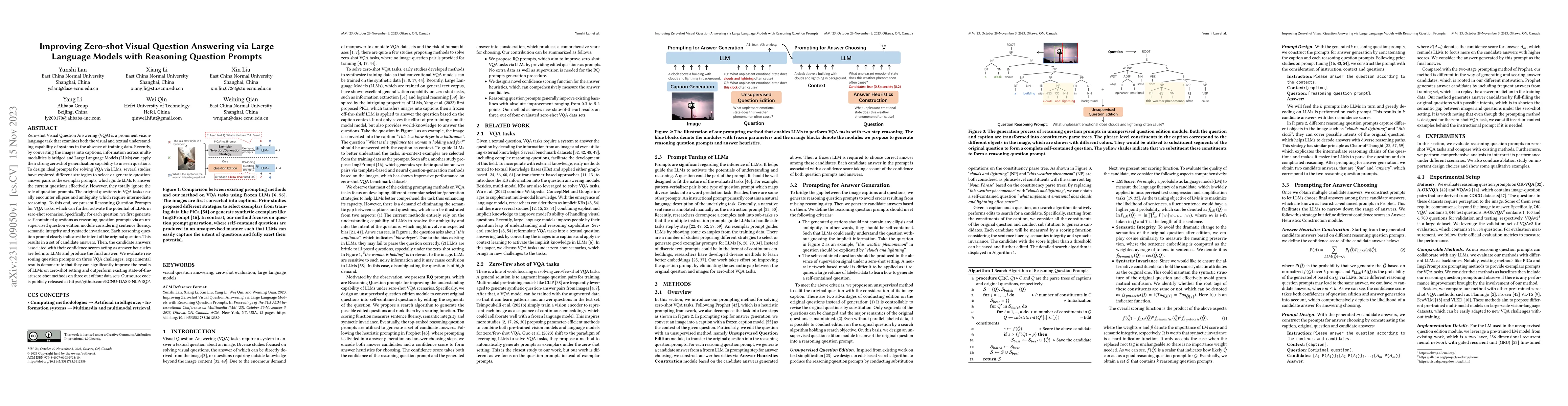Thumbnail for Improving Zero-shot Visual Question Answering via Large Language Models
  with Reasoning Question Prompts