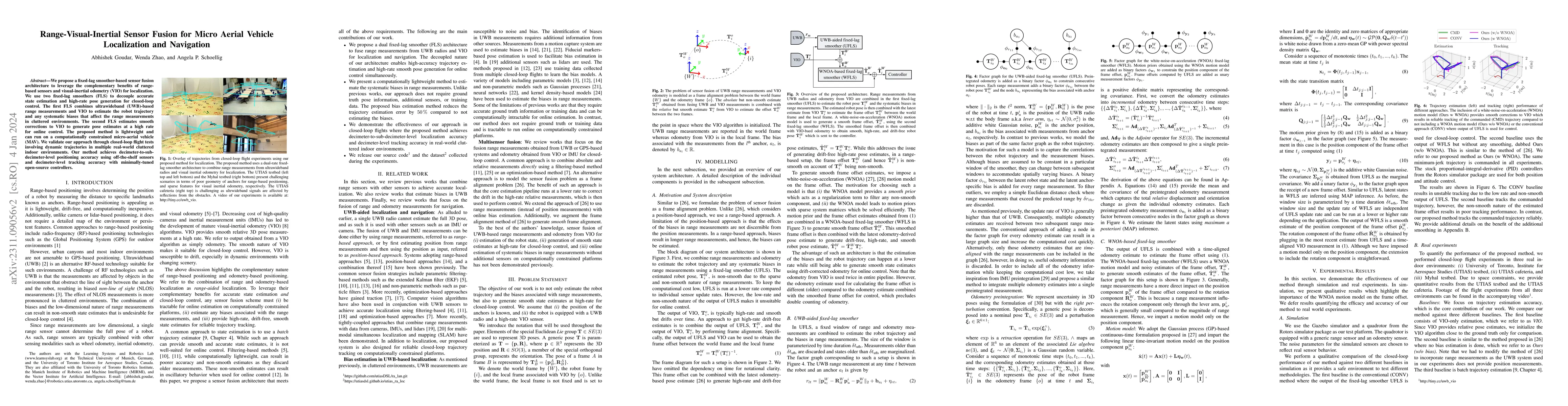Thumbnail for Range-Visual-Inertial Sensor Fusion for Micro Aerial Vehicle
  Localization and Navigation
