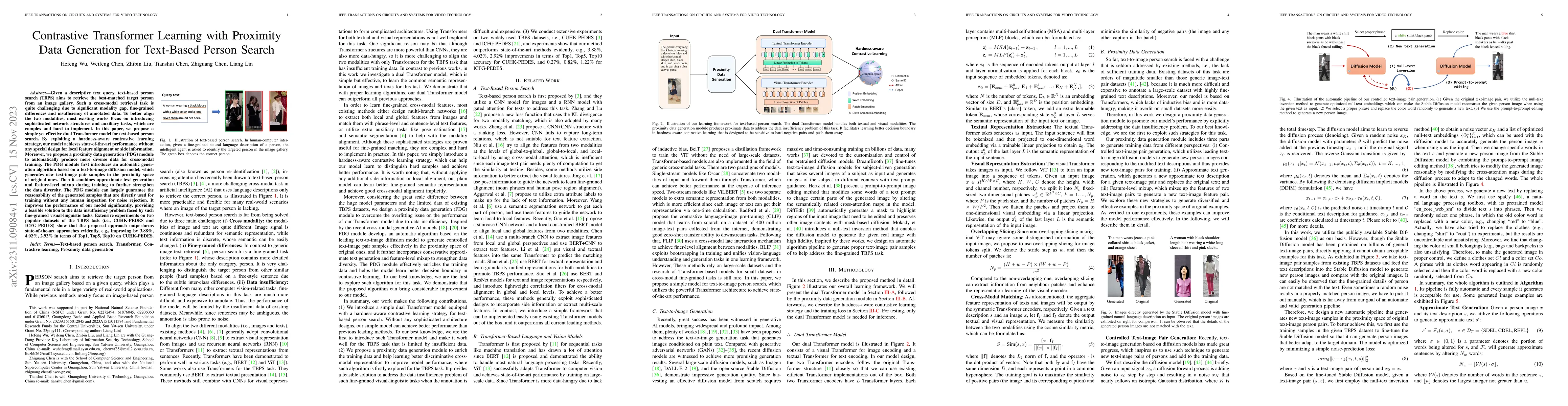 Thumbnail for Contrastive Transformer Learning with Proximity Data Generation for
  Text-Based Person Search