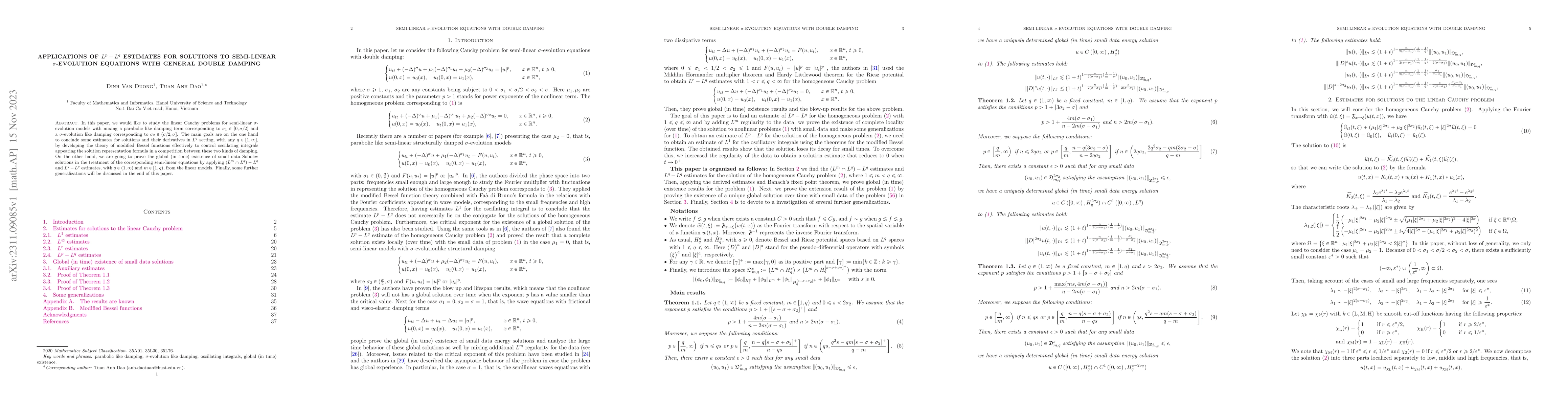 Thumbnail for Applications of $L^p-L^q$ estimates for solutions to semi-linear
  $\sigma$-evolution equations with general double damping