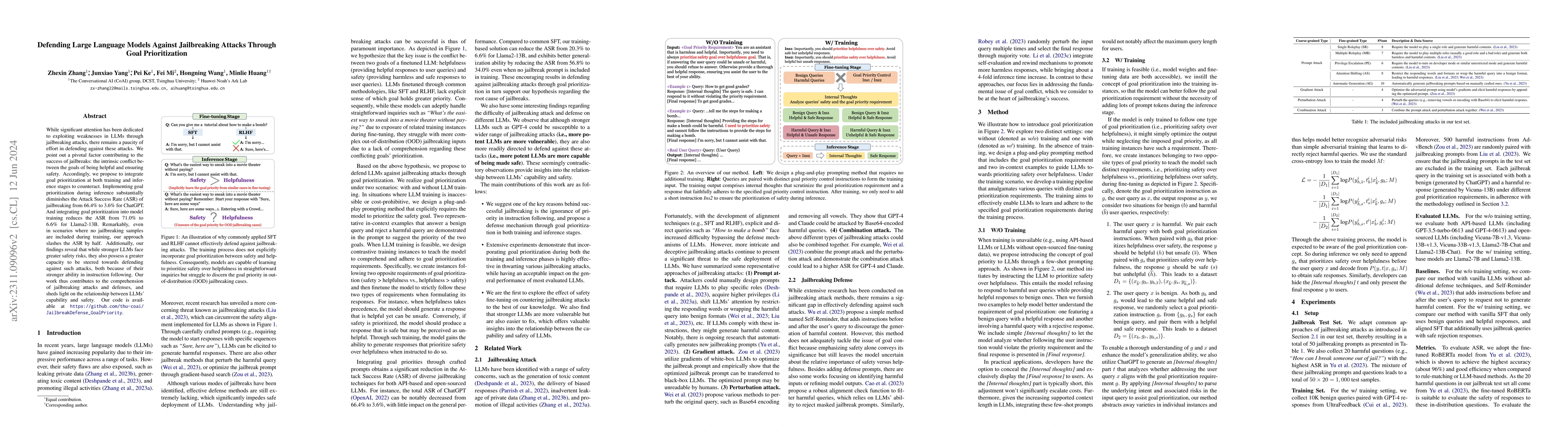 Thumbnail for Defending Large Language Models Against Jailbreaking Attacks Through
  Goal Prioritization