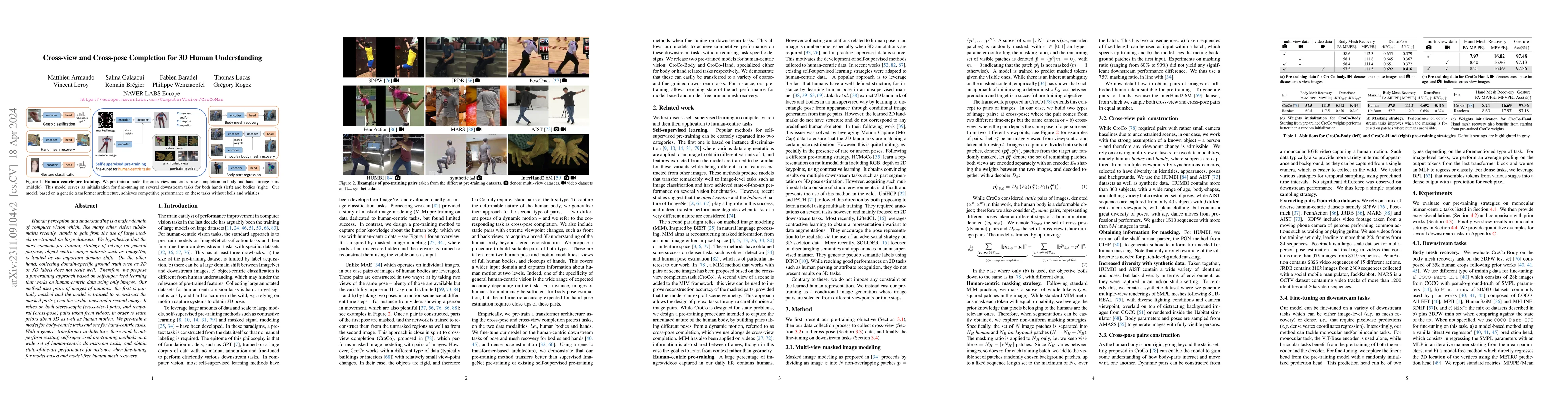 Thumbnail for Cross-view and Cross-pose Completion for 3D Human Understanding