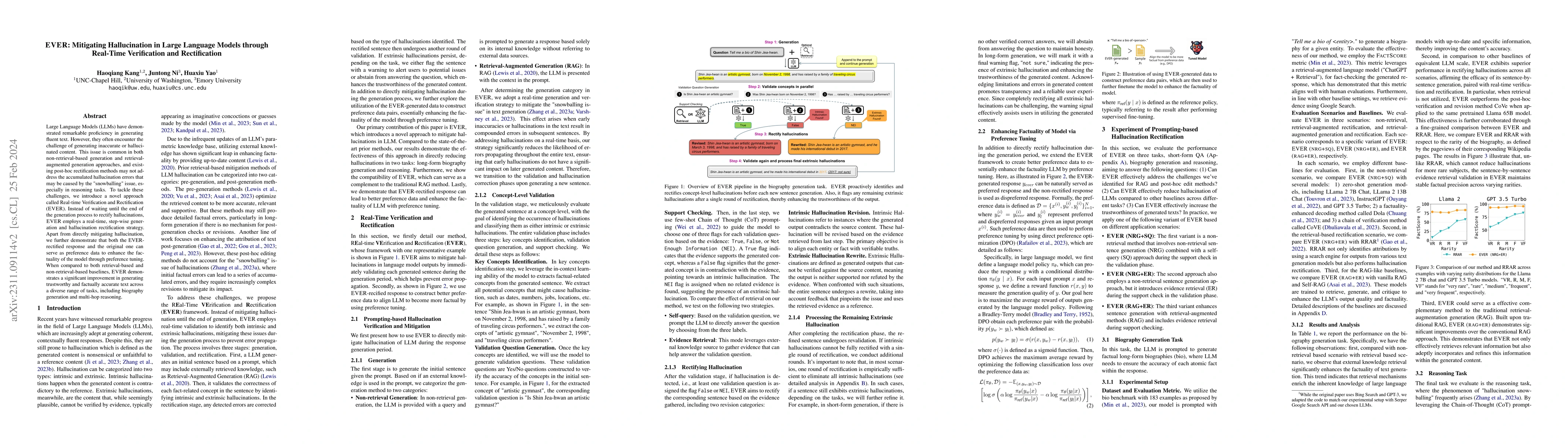 Thumbnail for Ever: Mitigating Hallucination in Large Language Models through
  Real-Time Verification and Rectification
