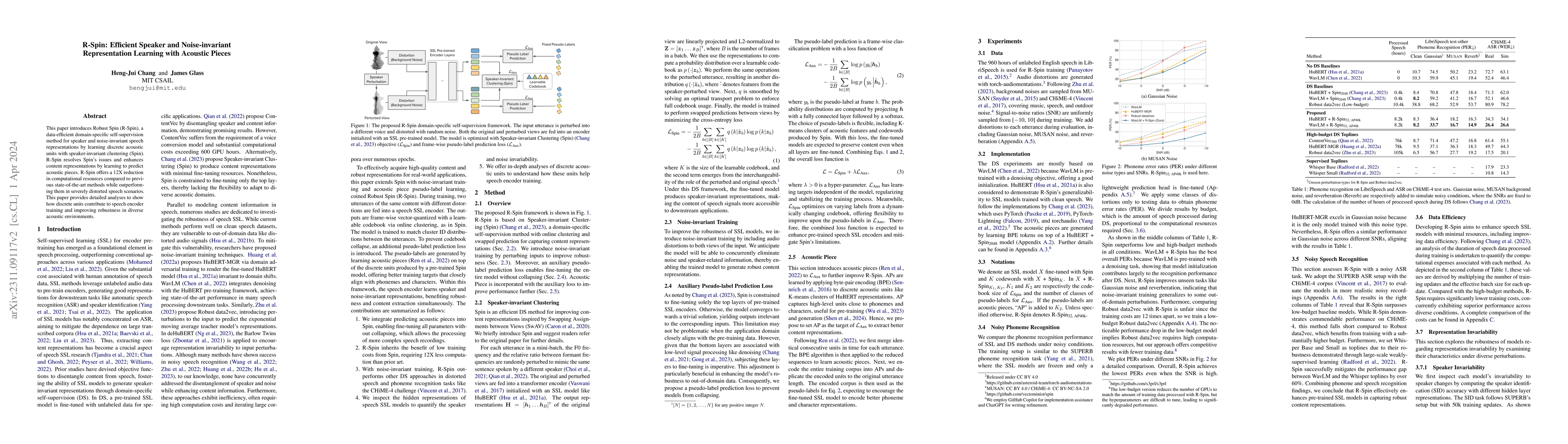Thumbnail for R-Spin: Efficient Speaker and Noise-invariant Representation Learning
  with Acoustic Pieces