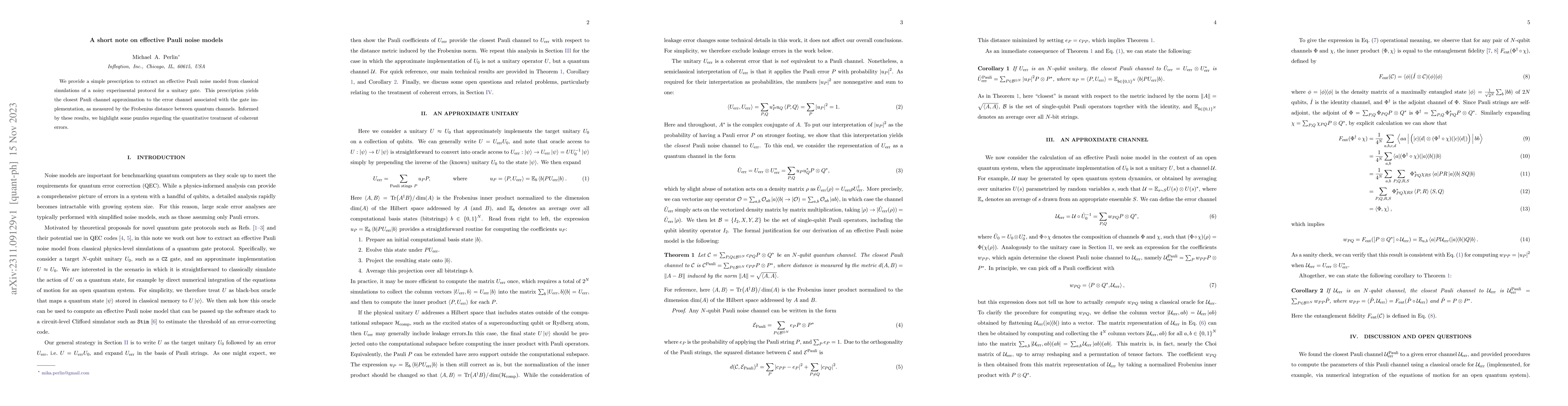 Thumbnail for A short note on effective Pauli noise models