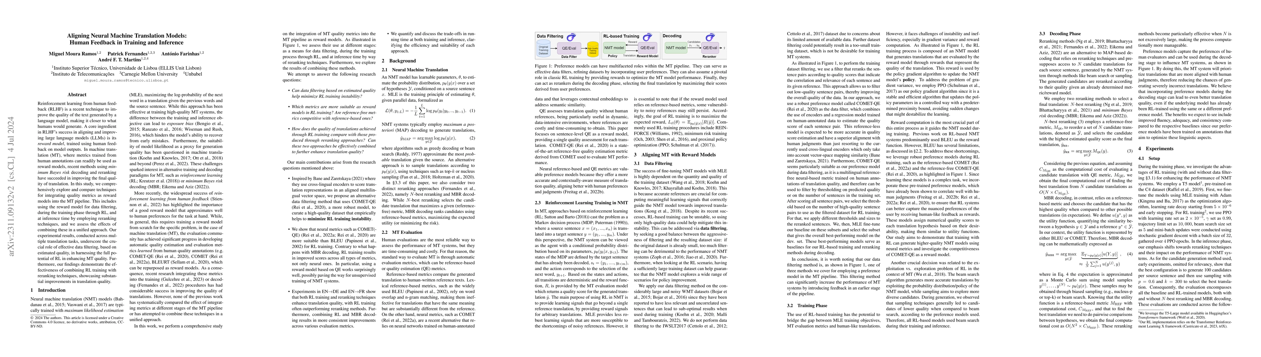 Thumbnail for Aligning Neural Machine Translation Models: Human Feedback in Training
  and Inference