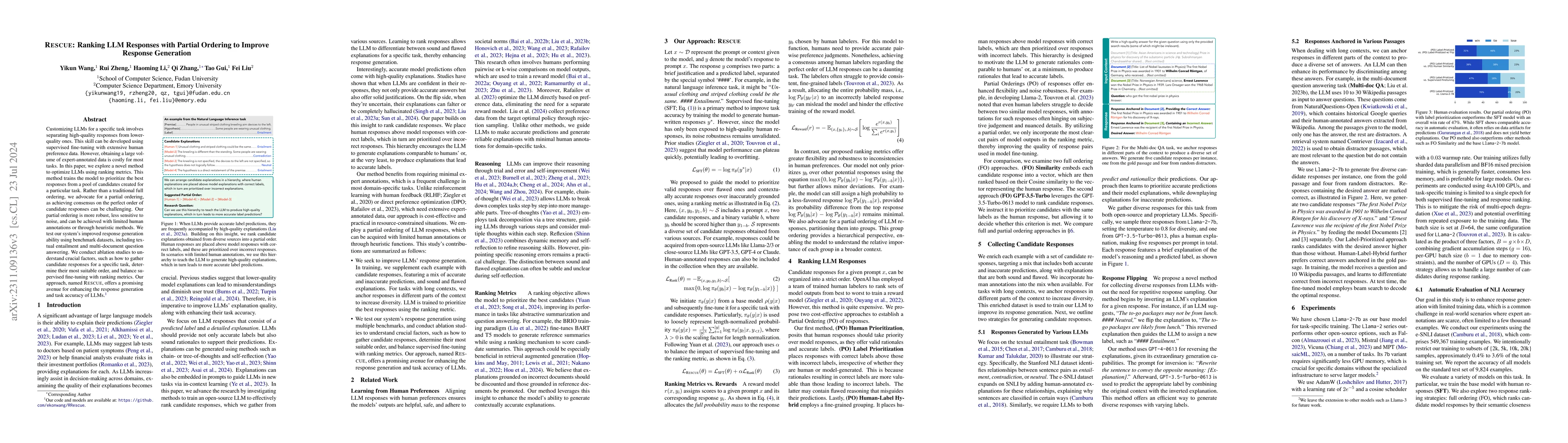 Thumbnail for Rescue: Ranking LLM Responses with Partial Ordering to Improve Response
  Generation