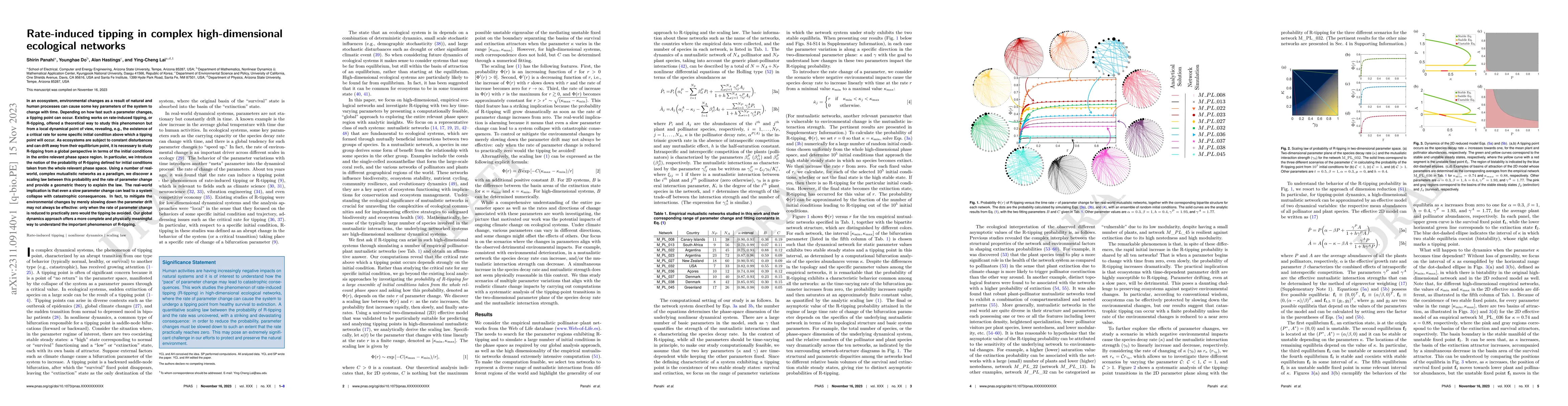 Thumbnail for Rate-induced tipping in complex high-dimensional ecological networks