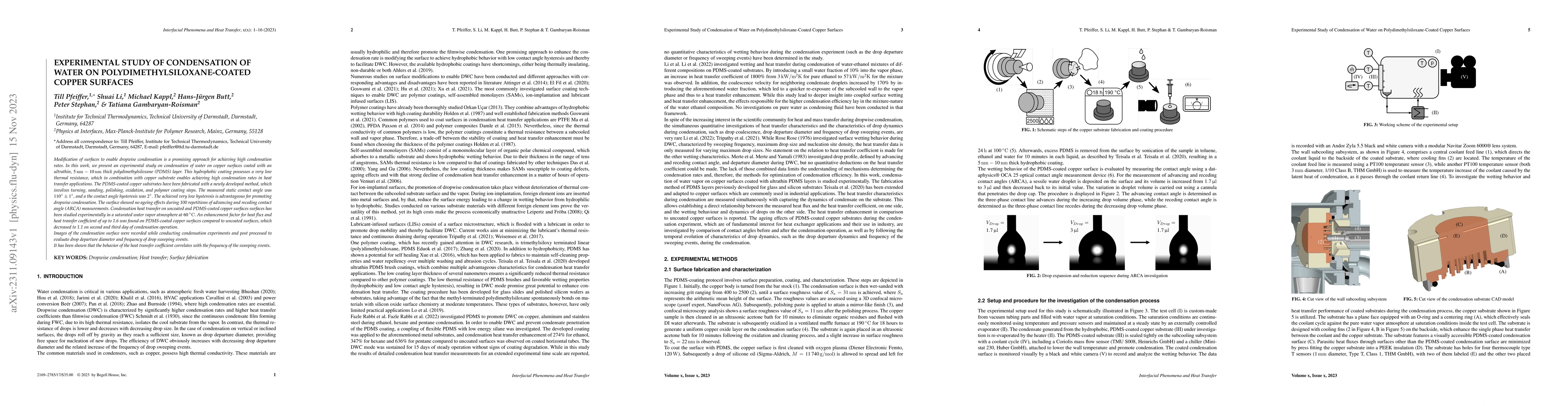 Thumbnail for Experimental Study of Condensation of Water on
  Polydimethylsiloxane-Coated Copper Surfaces