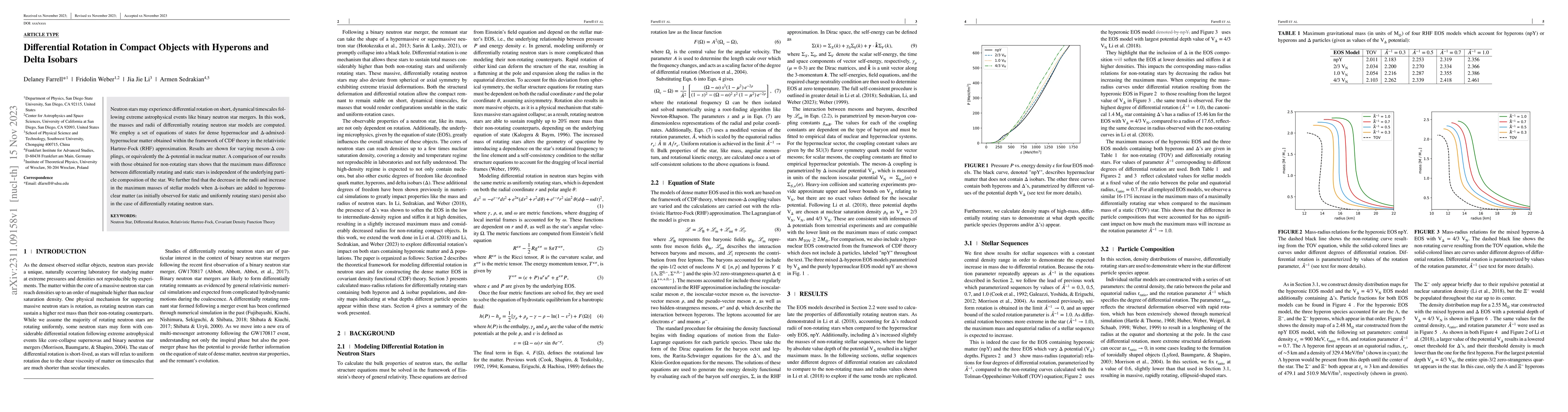 Thumbnail for Differential Rotation in Compact Objects with Hyperons and Delta Isobars