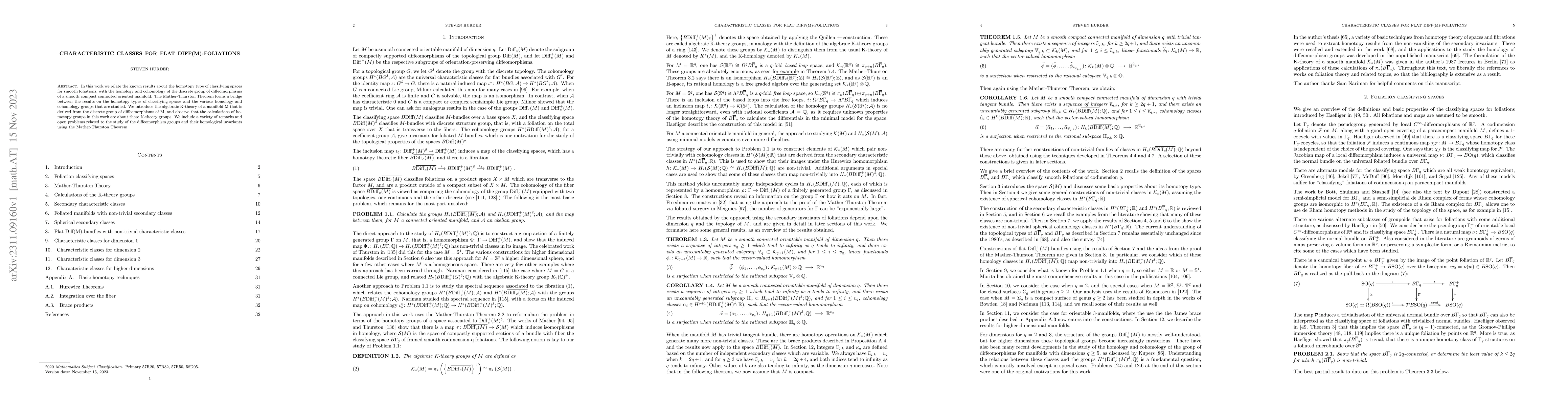 Thumbnail for Characteristic classes for flat Diff(M)-foliations