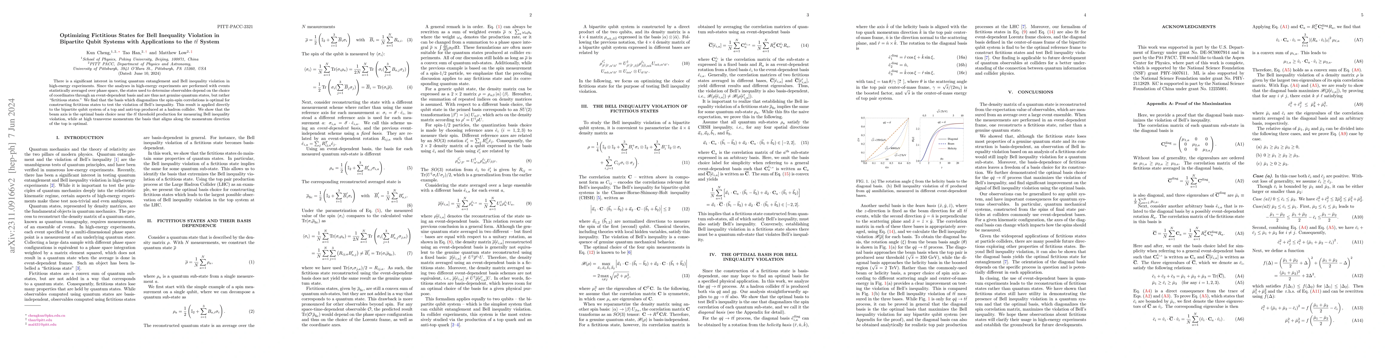 Thumbnail for Optimizing Fictitious States for Bell Inequality Violation in Bipartite
  Qubit Systems