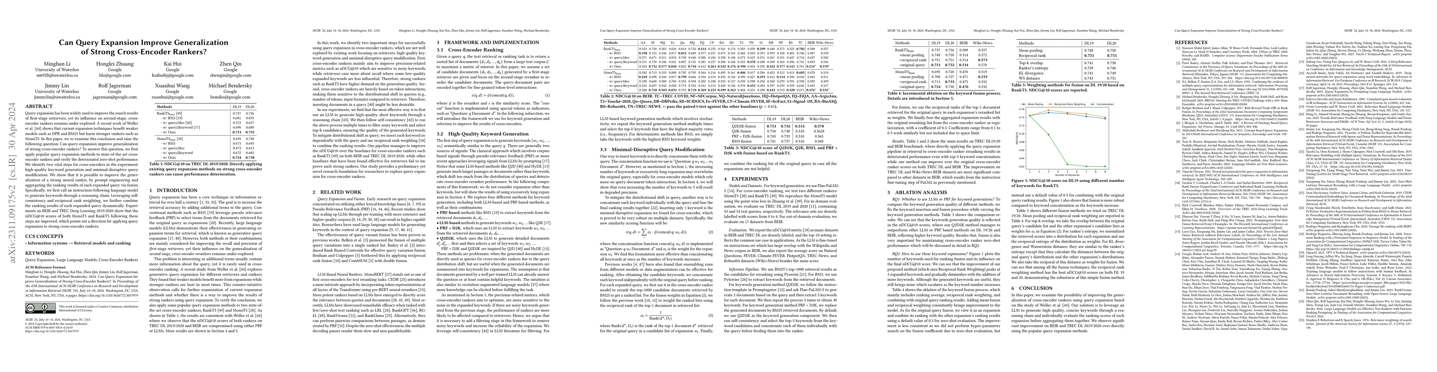 Thumbnail for Can Query Expansion Improve Generalization of Strong Cross-Encoder
  Rankers?