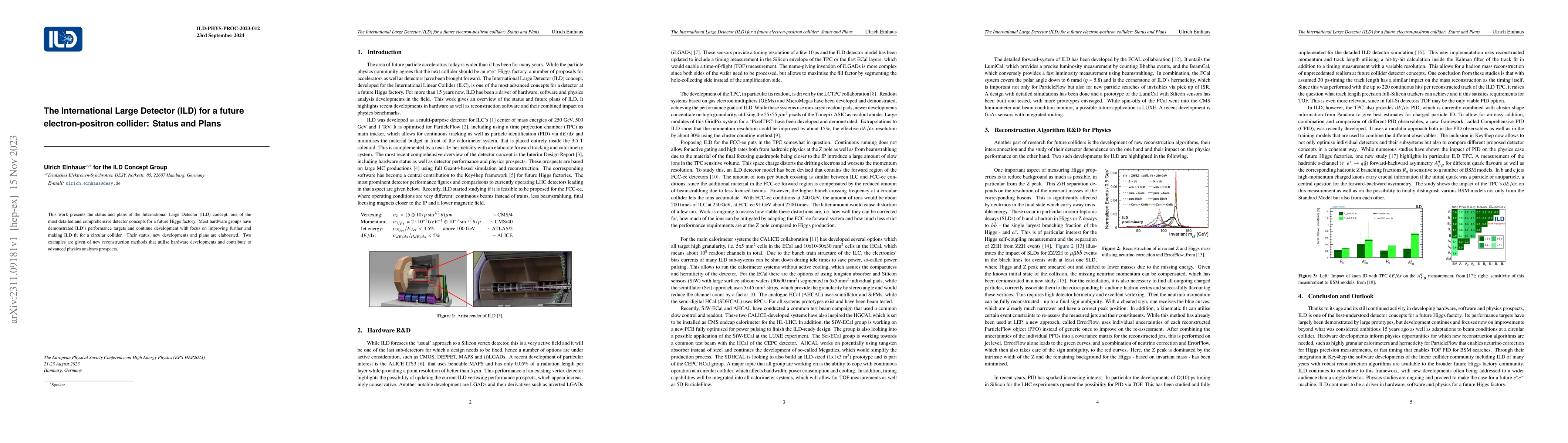 Thumbnail for The International Large Detector (ILD) for a future electron-positron
  collider: Status and Plans