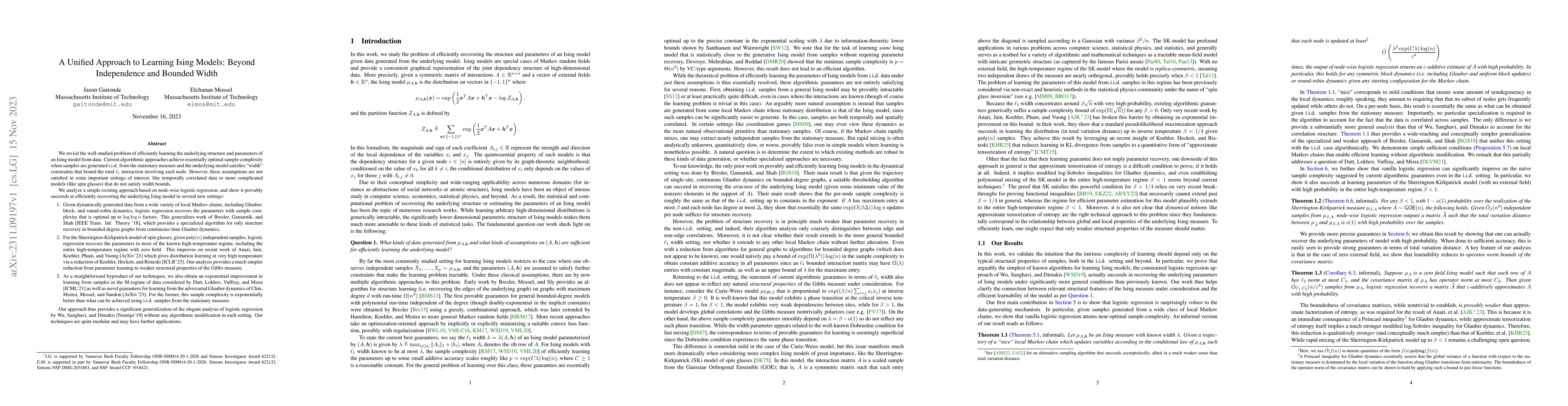 Thumbnail for A Unified Approach to Learning Ising Models: Beyond Independence and
  Bounded Width