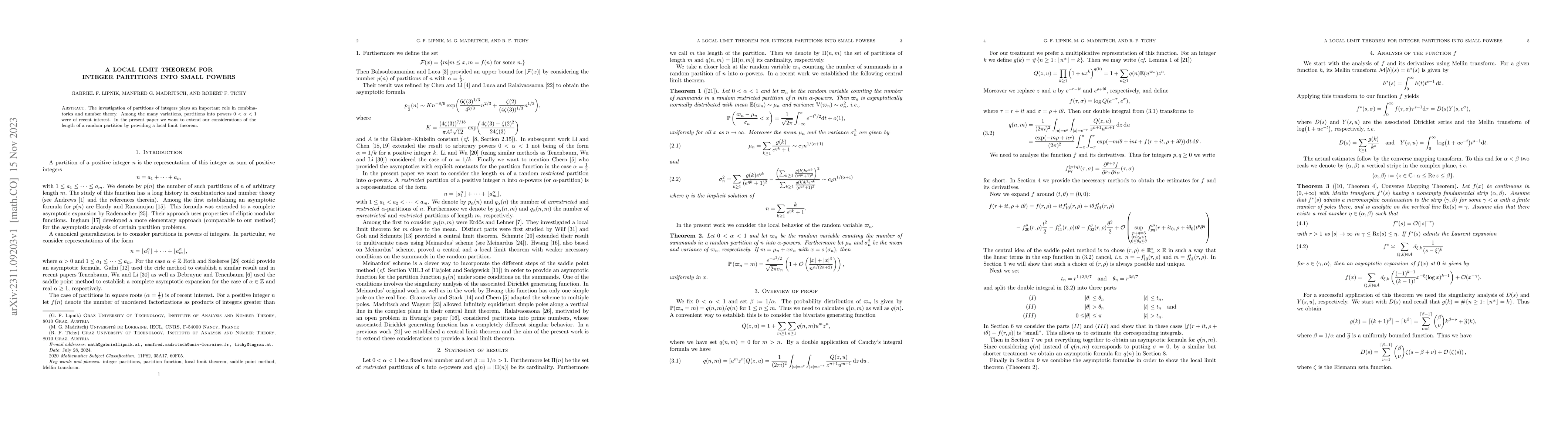 Thumbnail for A Local Limit Theorem for Integer Partitions into Small Powers
