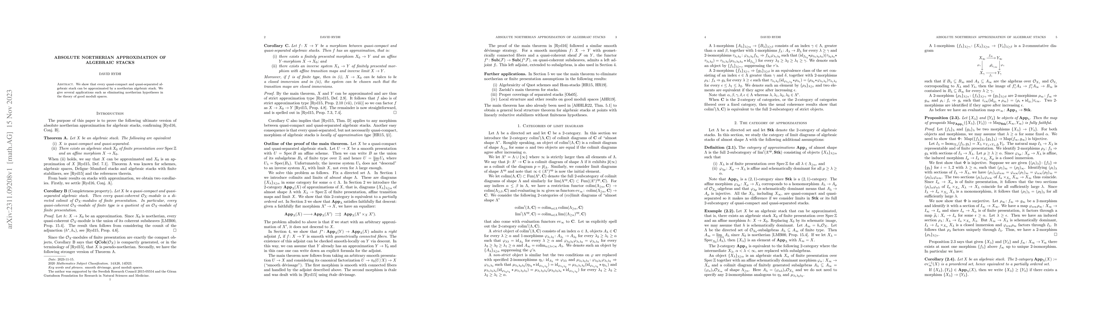Thumbnail for Absolute noetherian approximation of algebraic stacks