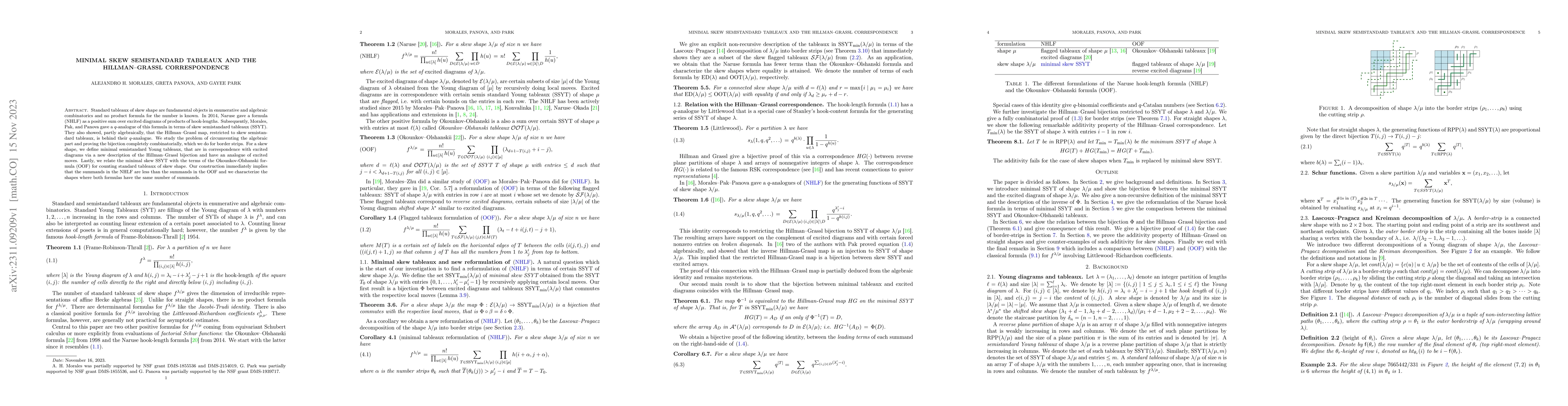 Thumbnail for Minimal skew semistandard tableaux and the Hillman--Grassl
  correspondence