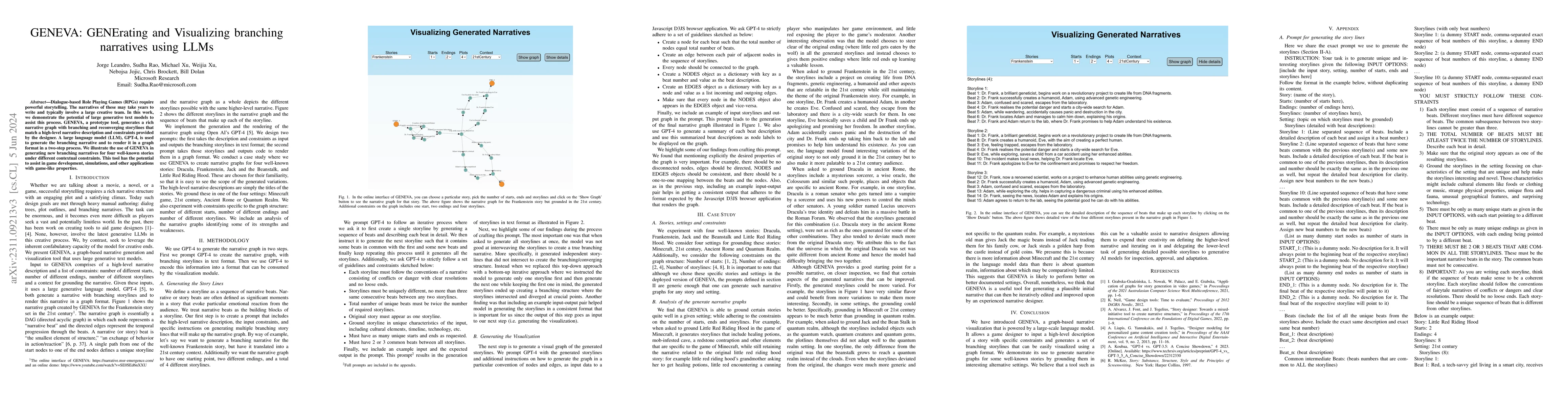 Thumbnail for GENEVA: GENErating and Visualizing branching narratives using LLMs