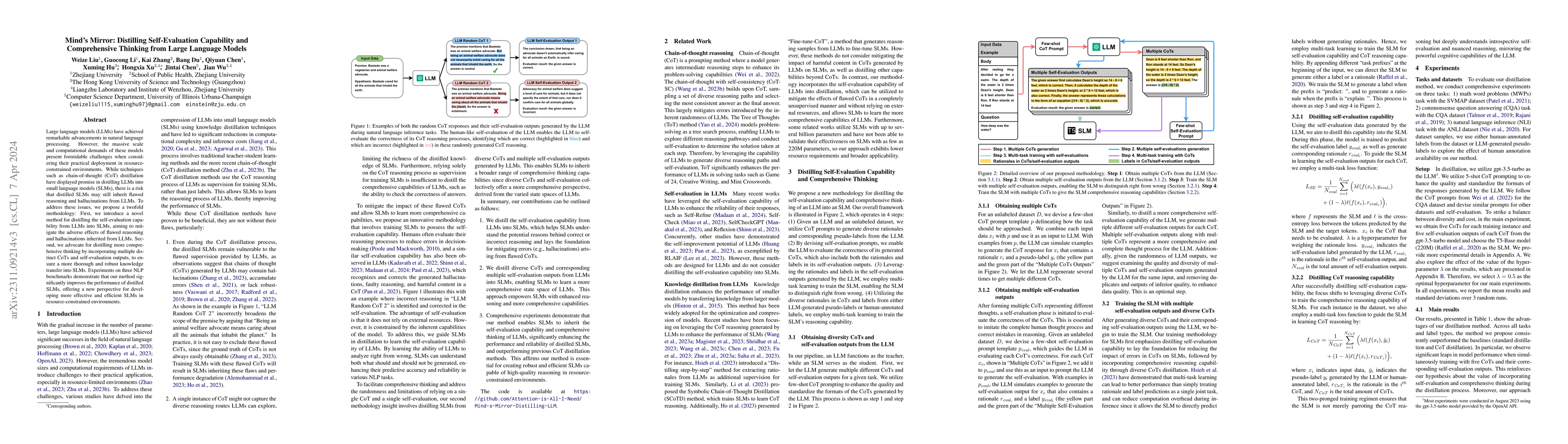 Thumbnail for Mind's Mirror: Distilling Self-Evaluation Capability and Comprehensive
  Thinking from Large Language Models
