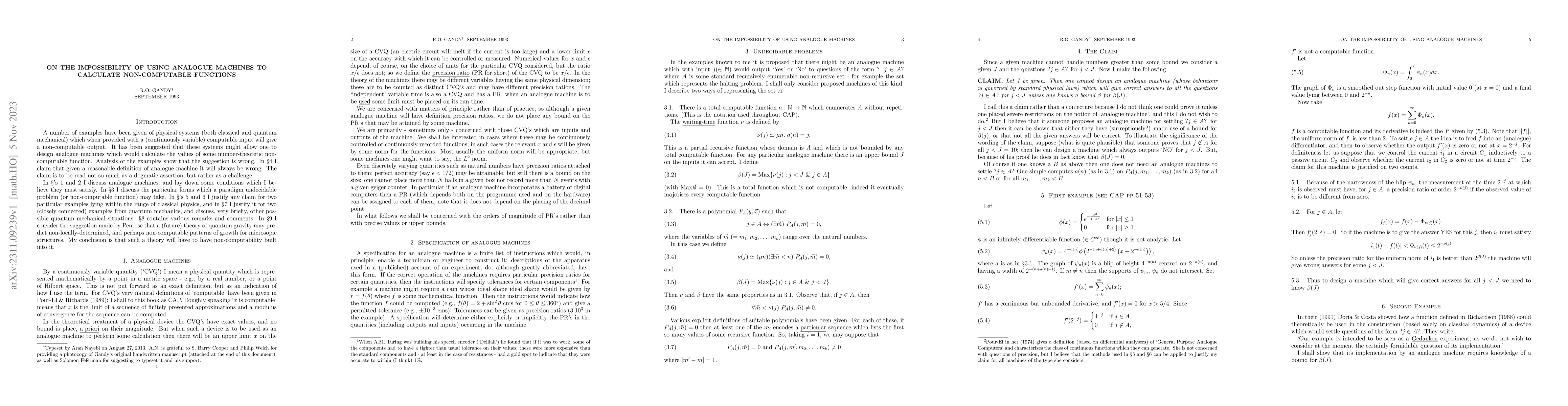 Thumbnail for On the impossibility of using analogue machines to calculate
  non-computable functions