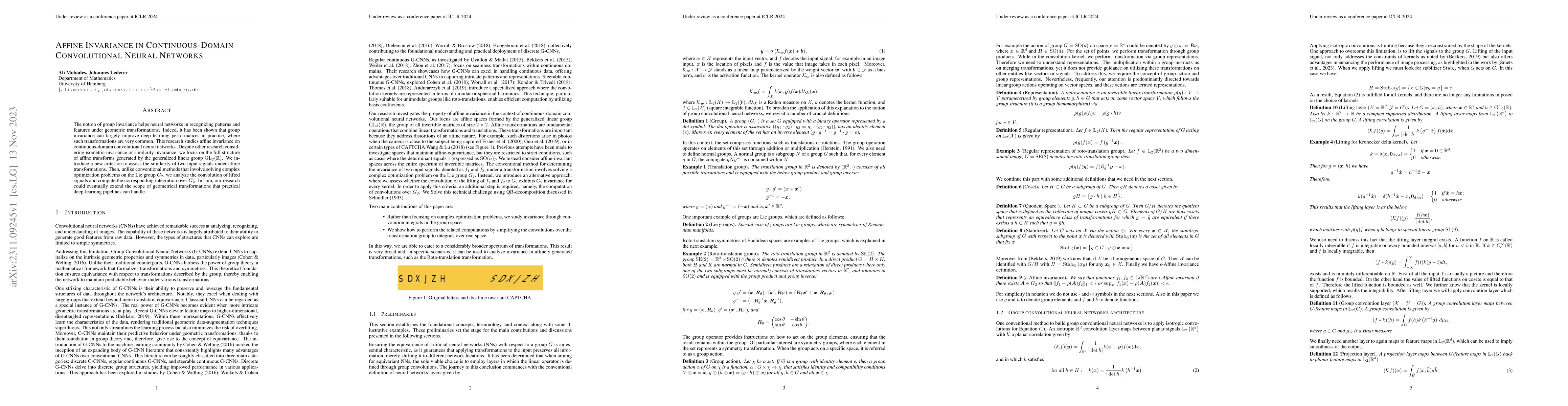 Thumbnail for Affine Invariance in Continuous-Domain Convolutional Neural Networks