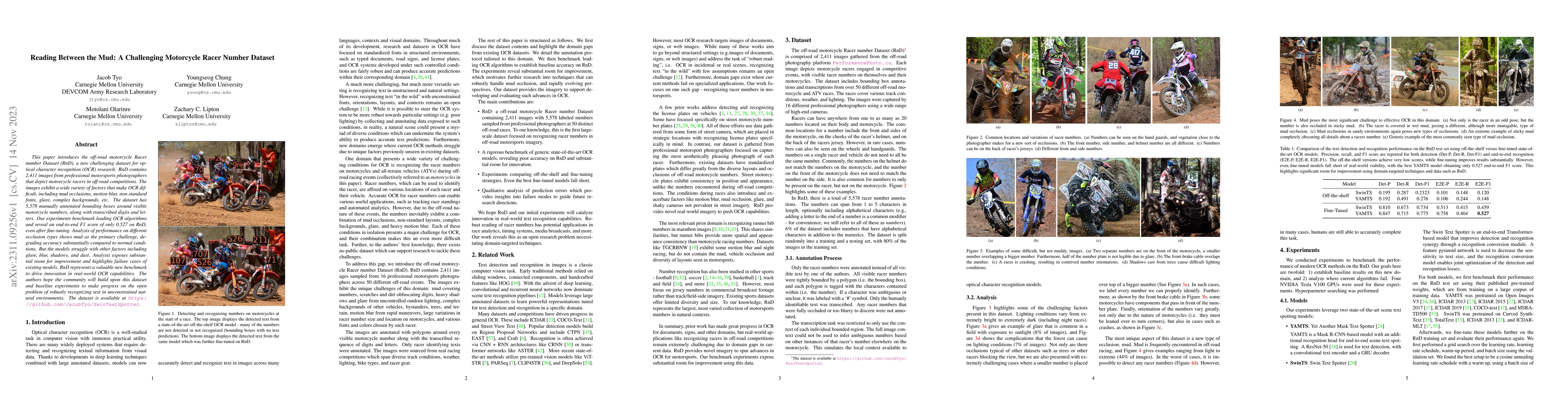 Thumbnail for Reading Between the Mud: A Challenging Motorcycle Racer Number Dataset