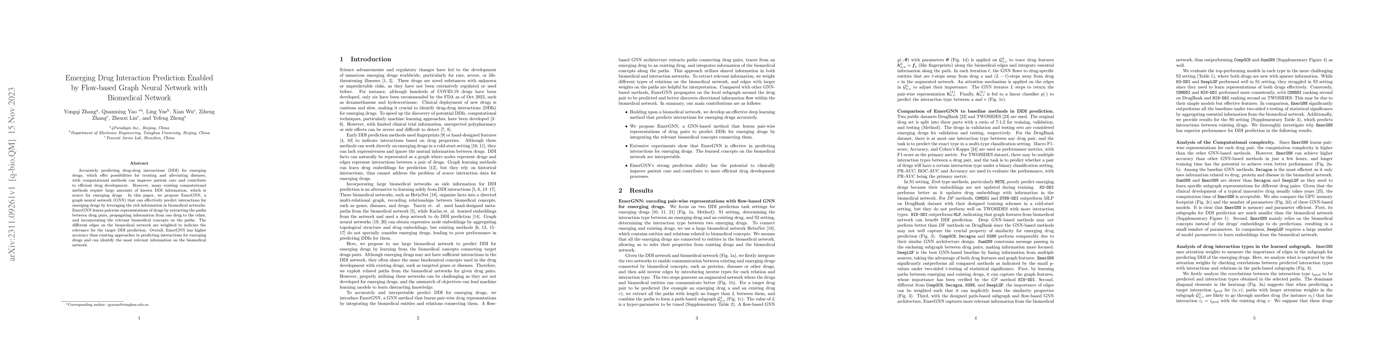 Thumbnail for Emerging Drug Interaction Prediction Enabled by Flow-based Graph Neural
  Network with Biomedical Network