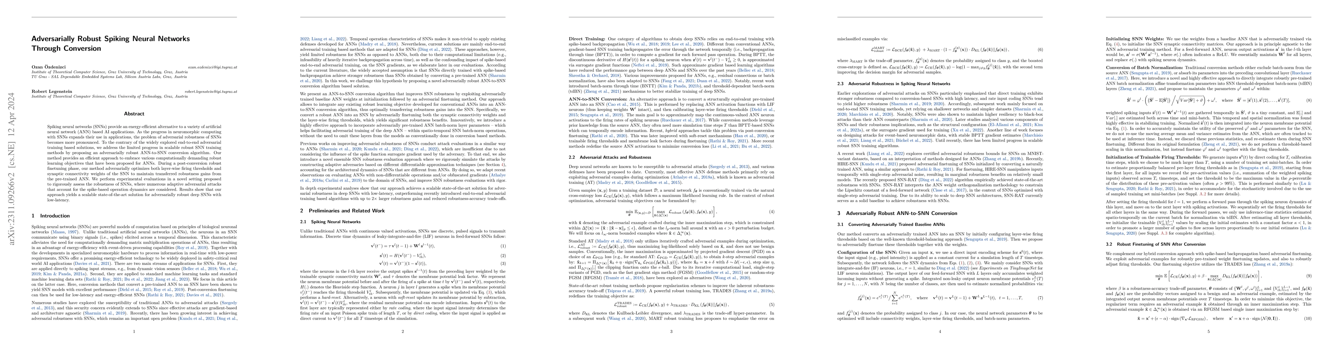 Thumbnail for Adversarially Robust Spiking Neural Networks Through Conversion