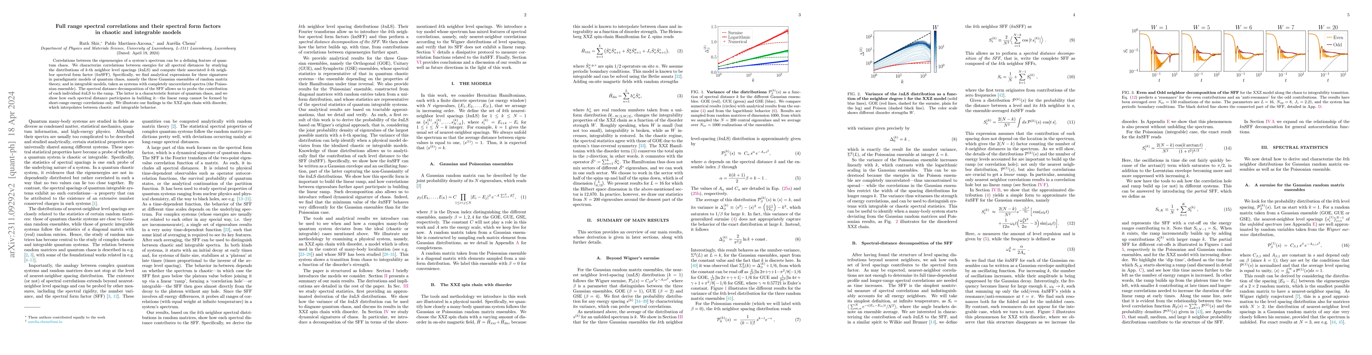 Thumbnail for Full range spectral correlations and their spectral form factors in
  chaotic and integrable models