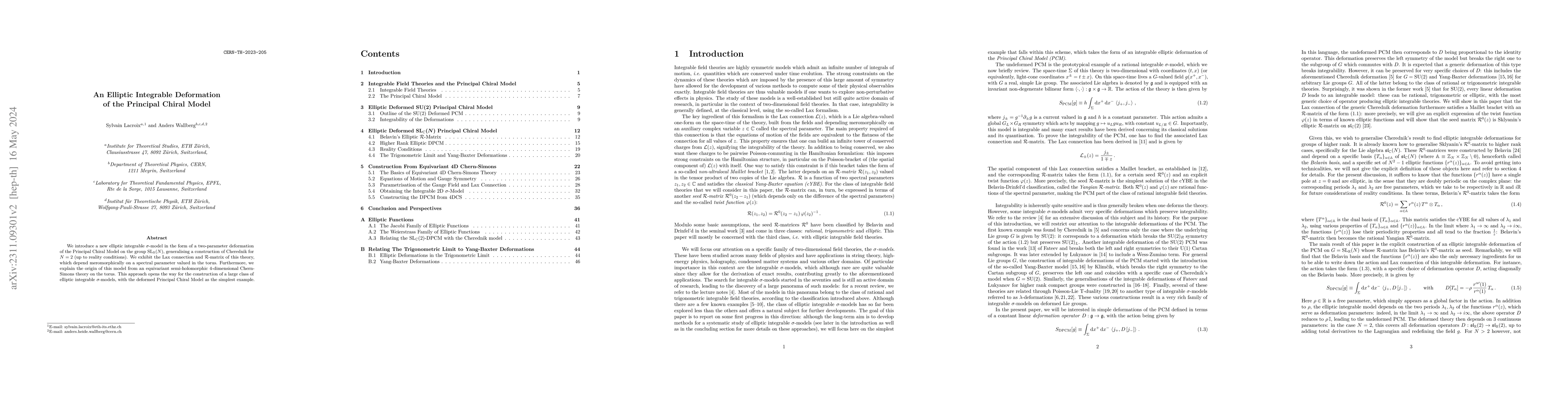 Thumbnail for An elliptic integrable deformation of the Principal Chiral Model