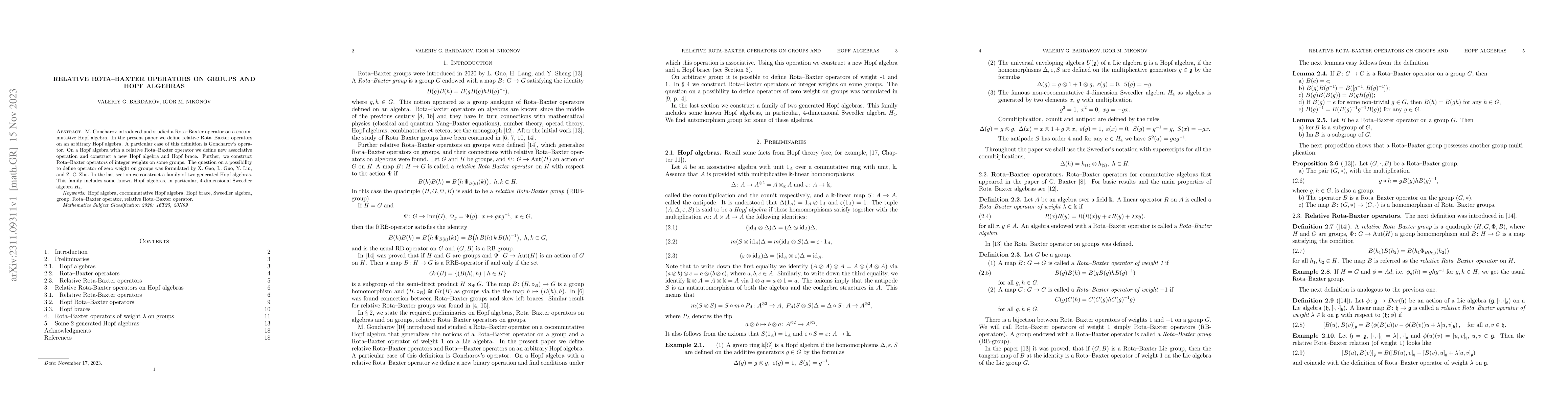 Thumbnail for Relative Rota--Baxter operators on groups and Hopf algebras