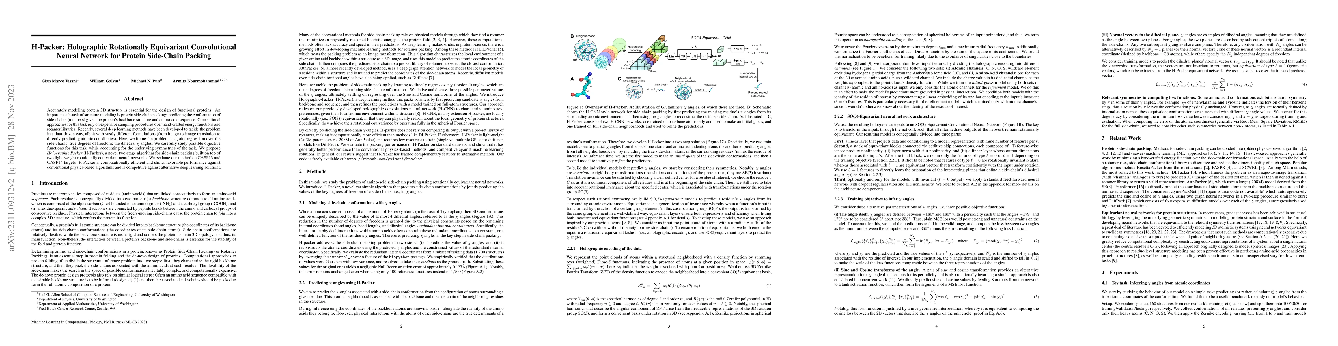 Thumbnail for H-Packer: Holographic Rotationally Equivariant Convolutional Neural
  Network for Protein Side-Chain Packing