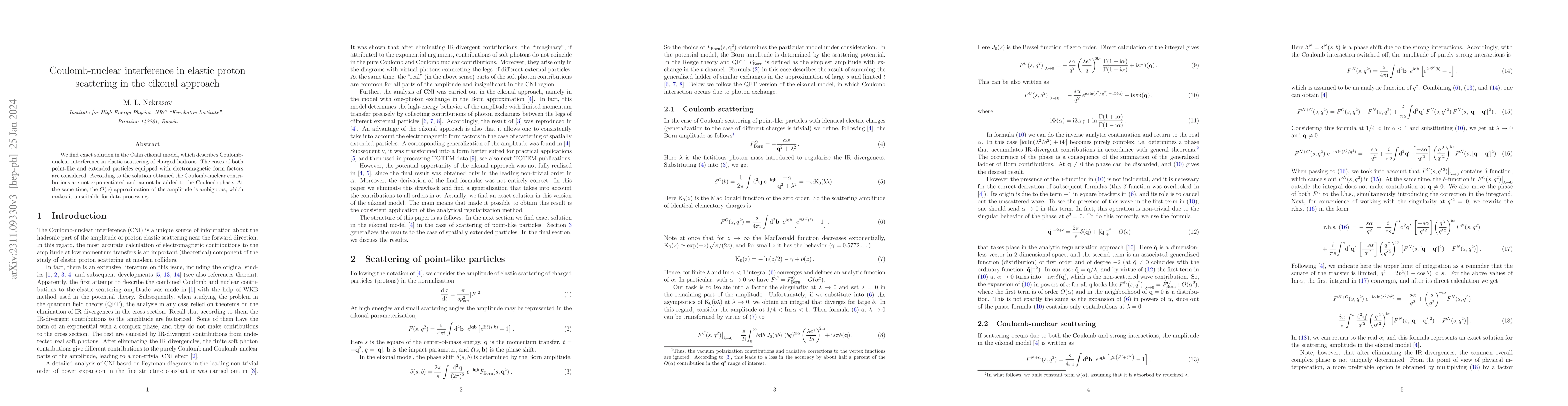 Thumbnail for Coulomb-nuclear interference in elastic proton scattering in the eikonal
  approach