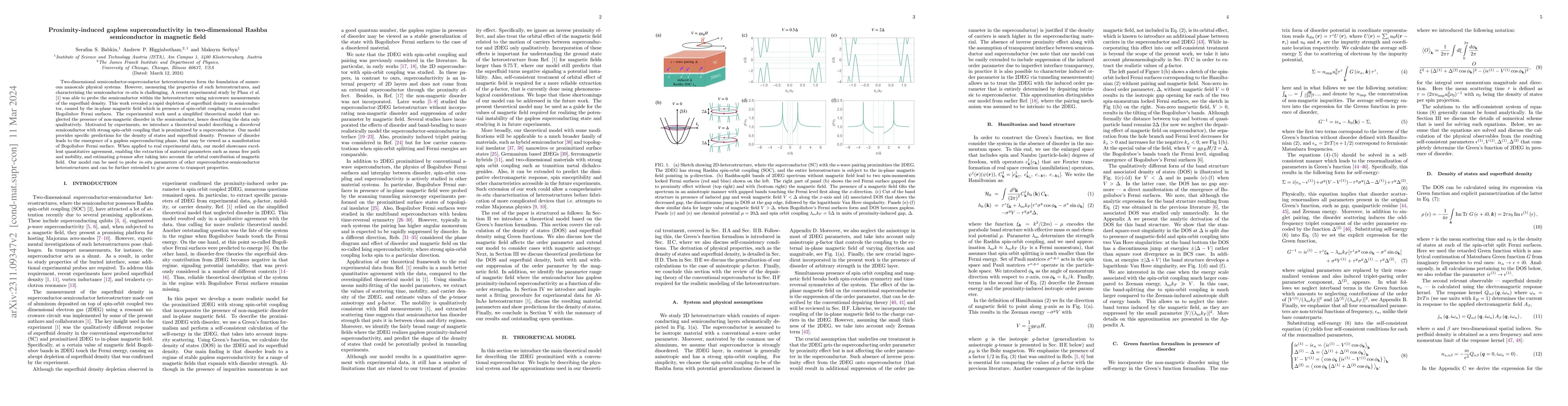Thumbnail for Proximity-induced gapless superconductivity in two-dimensional Rashba
  semiconductor in magnetic field