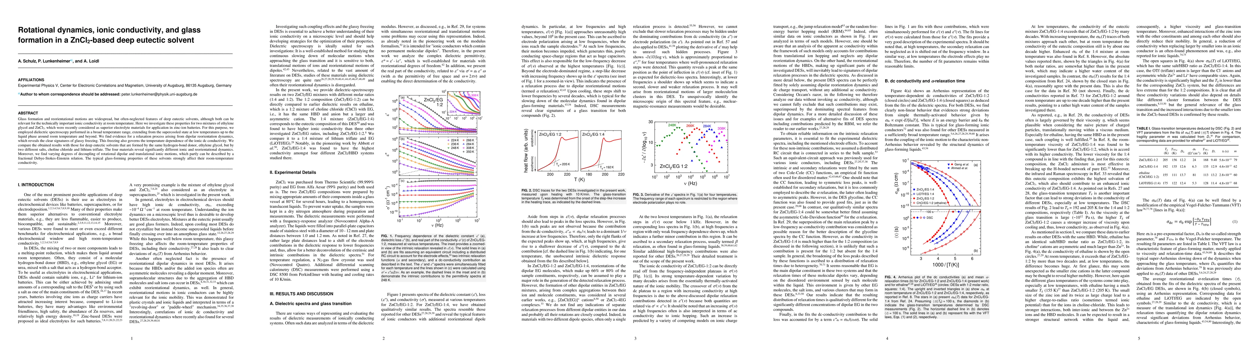 Thumbnail for Rotational dynamics, ionic conductivity, and glass formation in a
  ZnCl2-based deep eutectic solvent