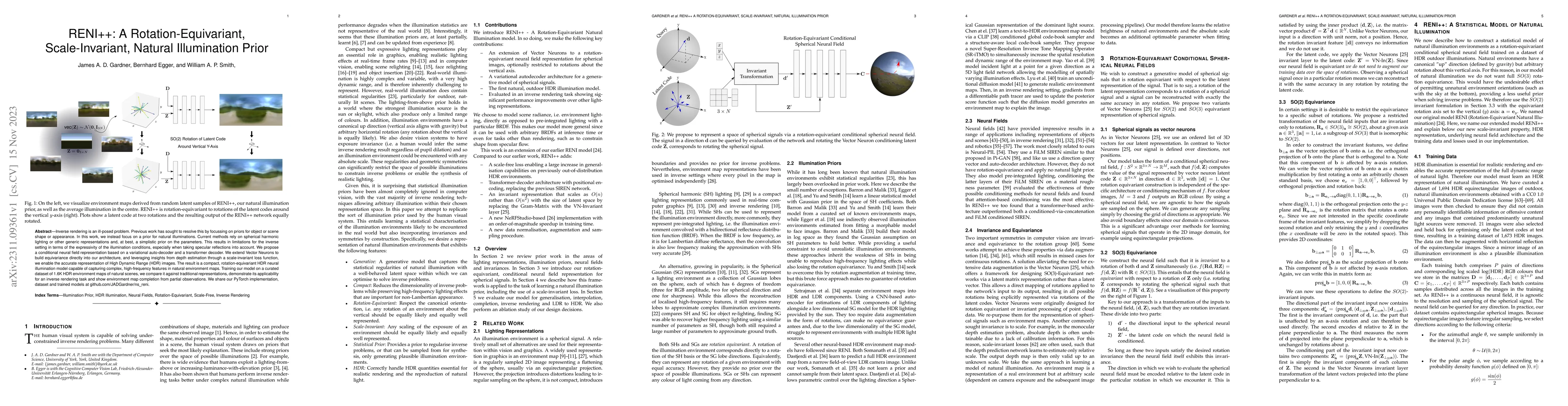 Thumbnail for RENI++ A Rotation-Equivariant, Scale-Invariant, Natural Illumination
  Prior