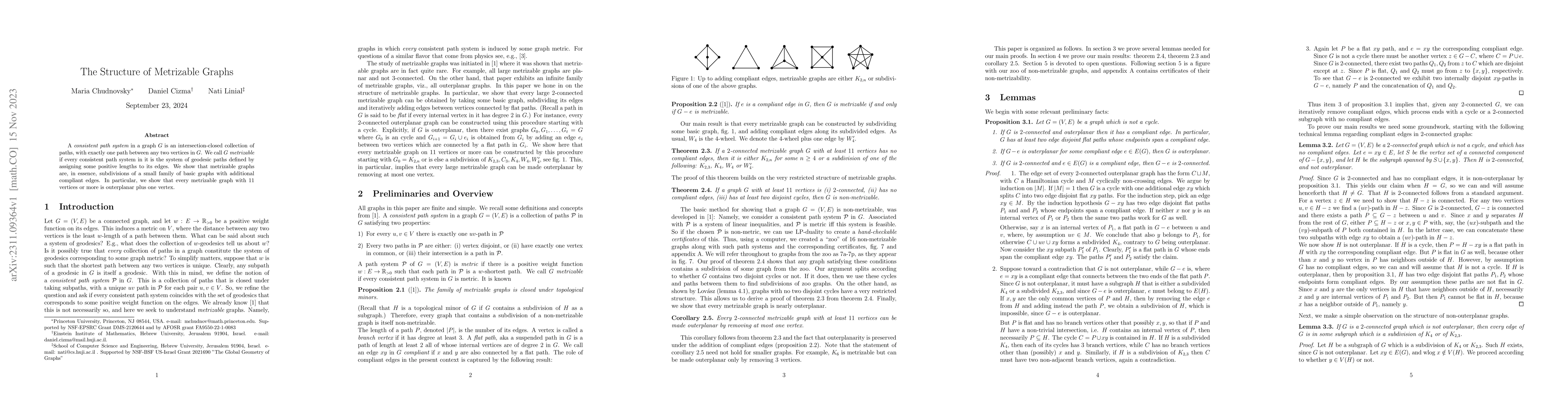 Thumbnail for The Structure of Metrizable Graphs