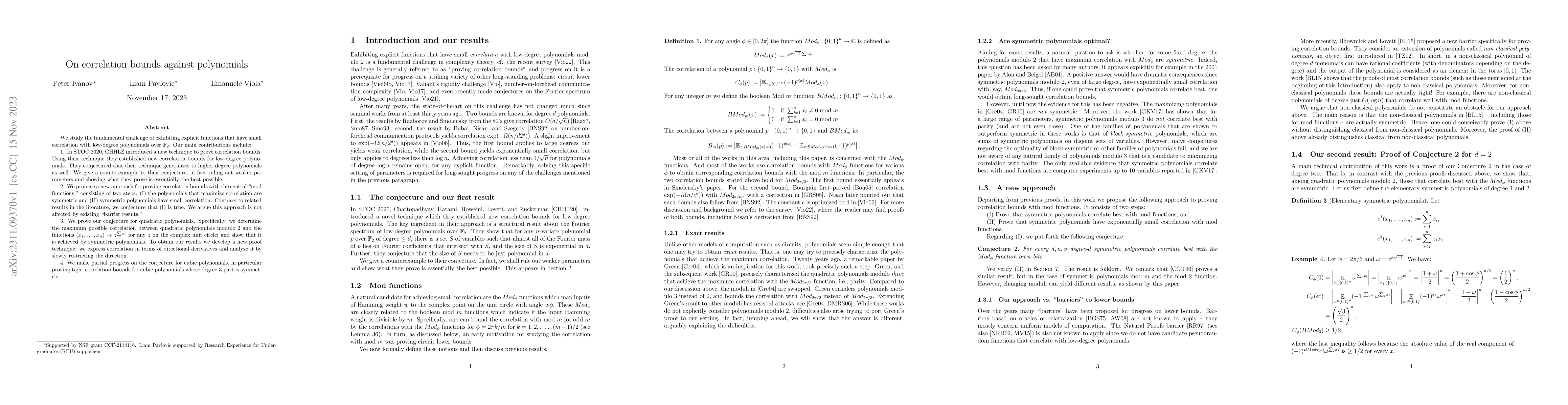 Thumbnail for On correlation bounds against polynomials