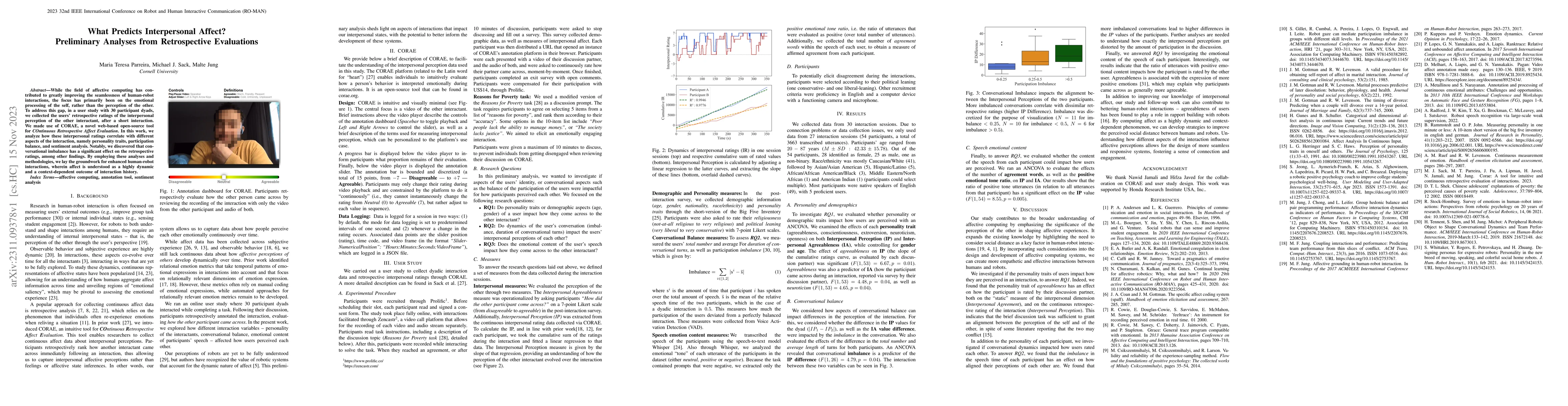 Thumbnail for What Predicts Interpersonal Affect? Preliminary Analyses from
  Retrospective Evaluations