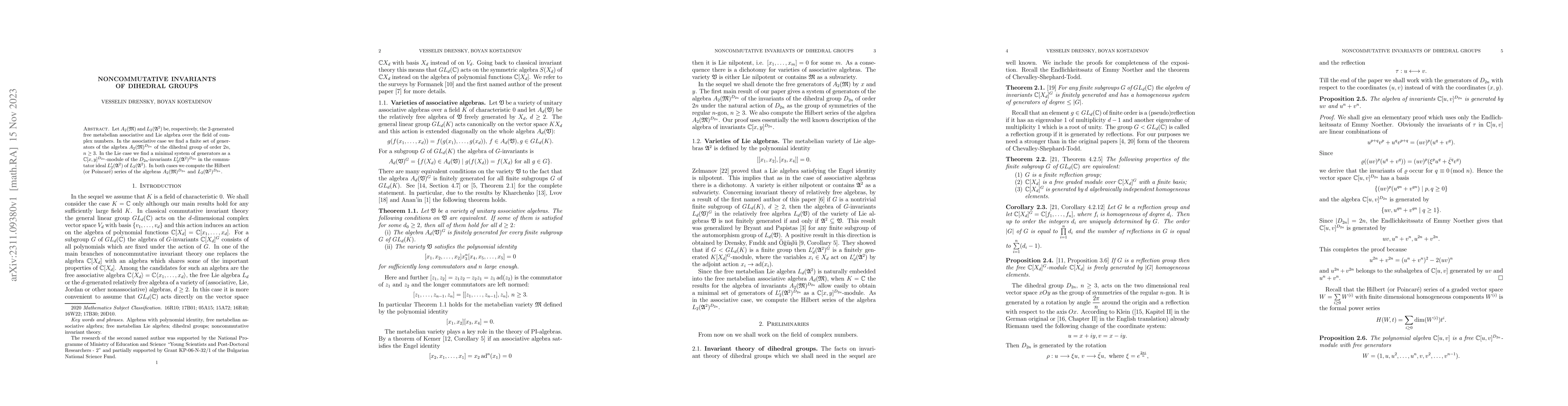 Thumbnail for Noncommutative invariants of dihedral groups