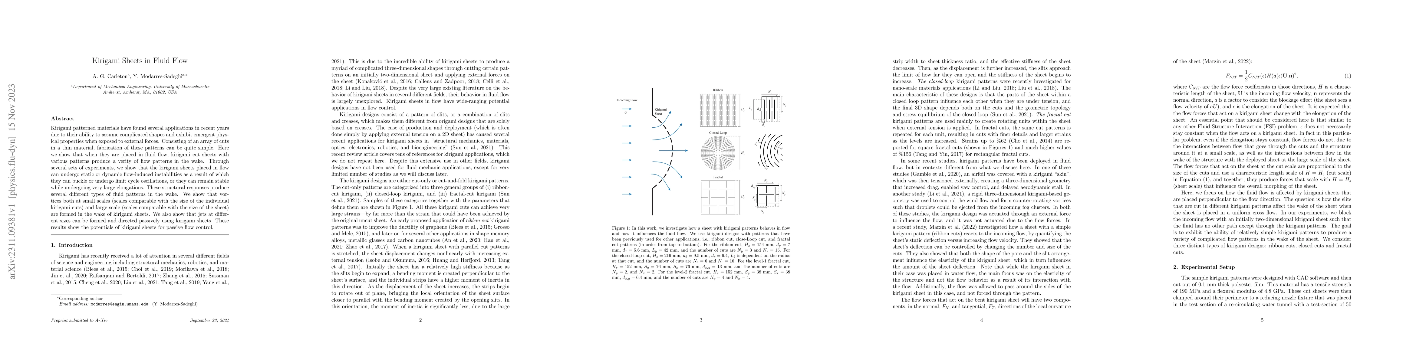 Thumbnail for Kirigami Sheets in Fluid Flow