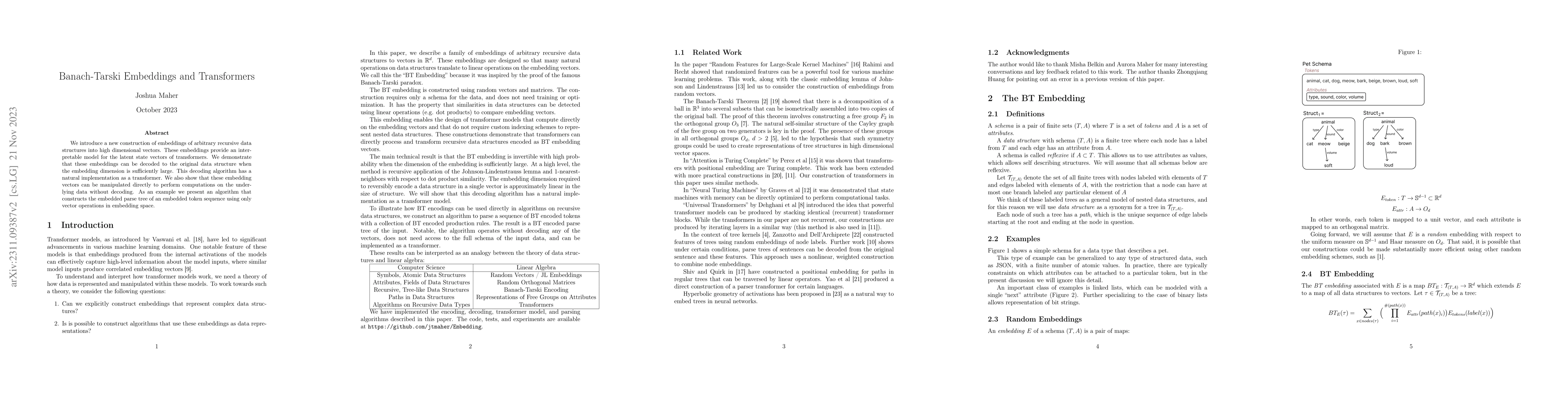 Thumbnail for Banach-Tarski Embeddings and Transformers