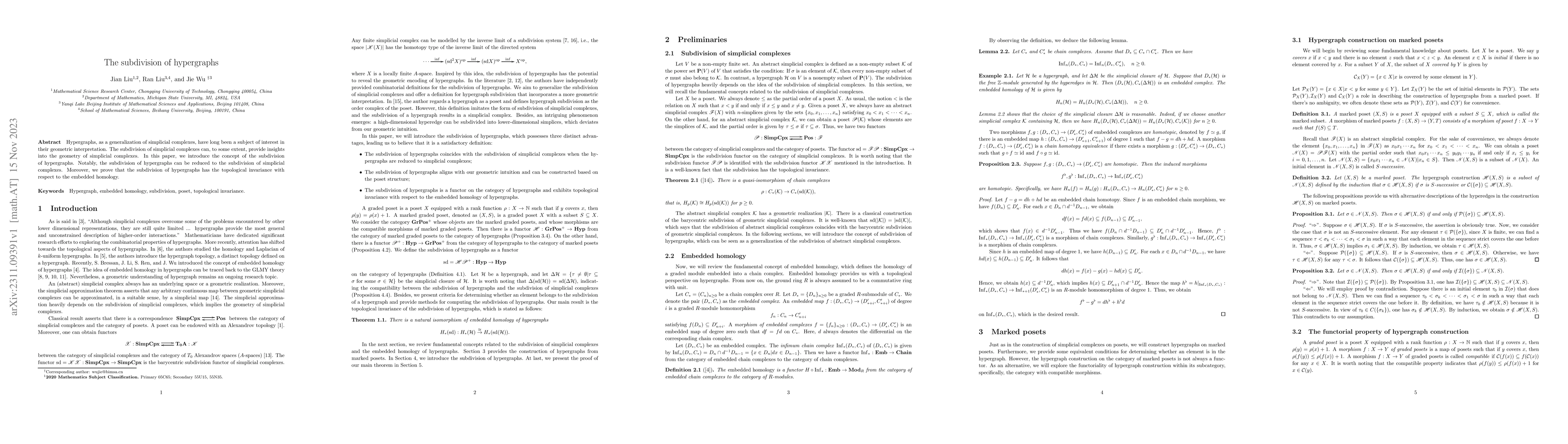 Thumbnail for The subdivision of hypergraphs