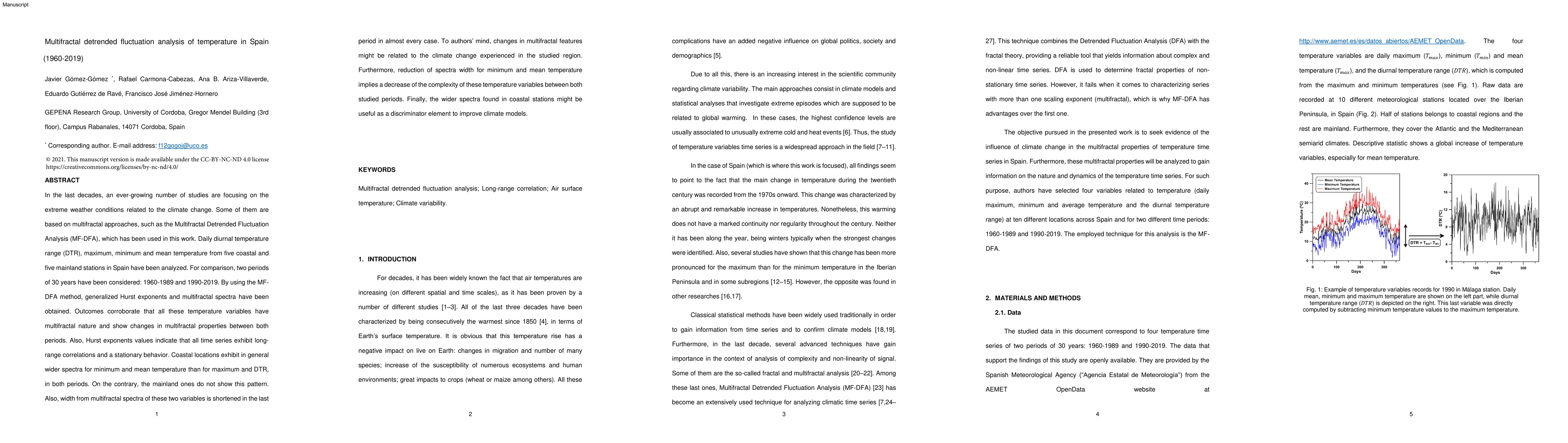 Thumbnail for Multifractal detrended fluctuation analysis of temeprature in Spain
  (1960-2019)